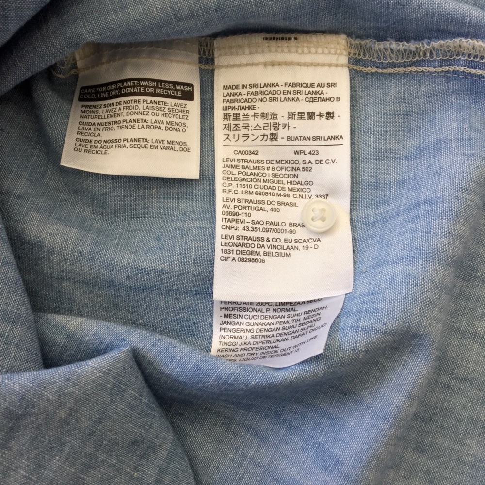 Levi’s Cap Sleeve Chambray Top Sz L - Picture 6 of 8